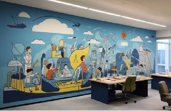 乐平办公室墙绘的特点。