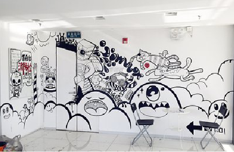 乐平手绘墙并非传统涂鸦。